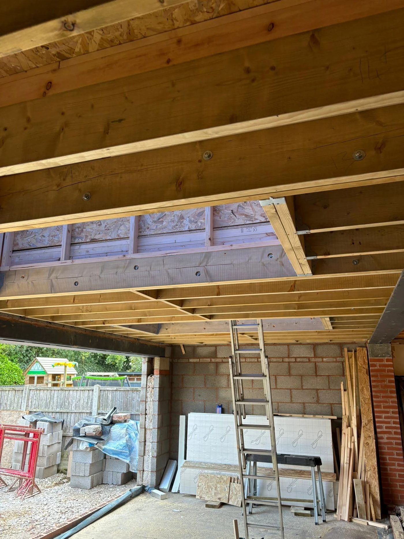 First-floor timber joists installed