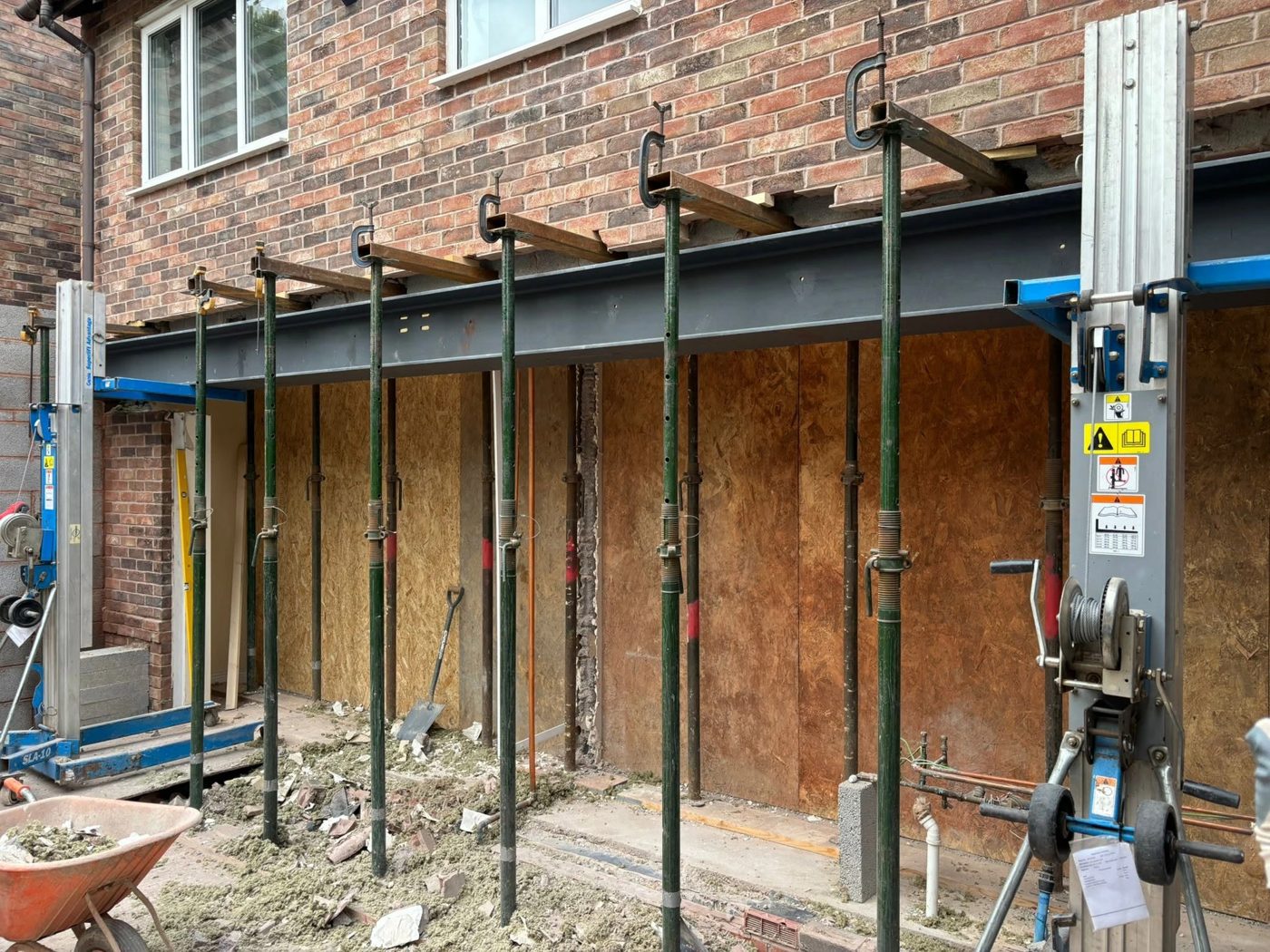 Structural steelwork and acrow props