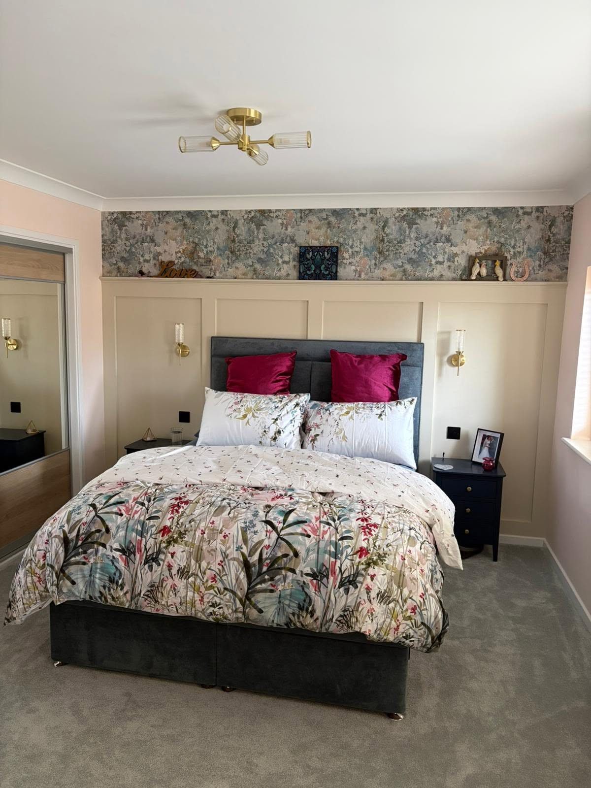 Bedroom renovation with panelled feature wall